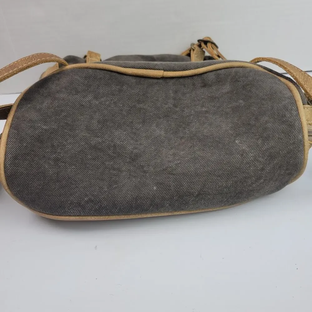 Myra bag Amber upcycled canvas & cowhide backpack S-1332